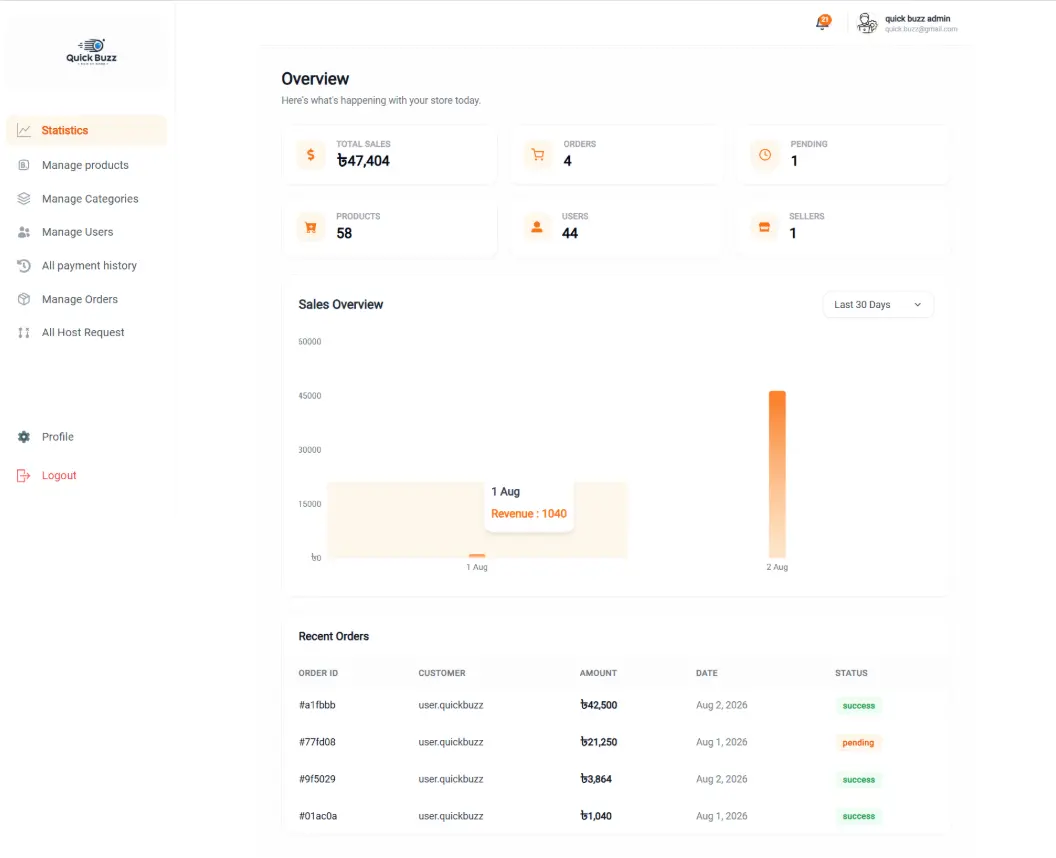 Quick Buzz E-Commerce — screenshot 2