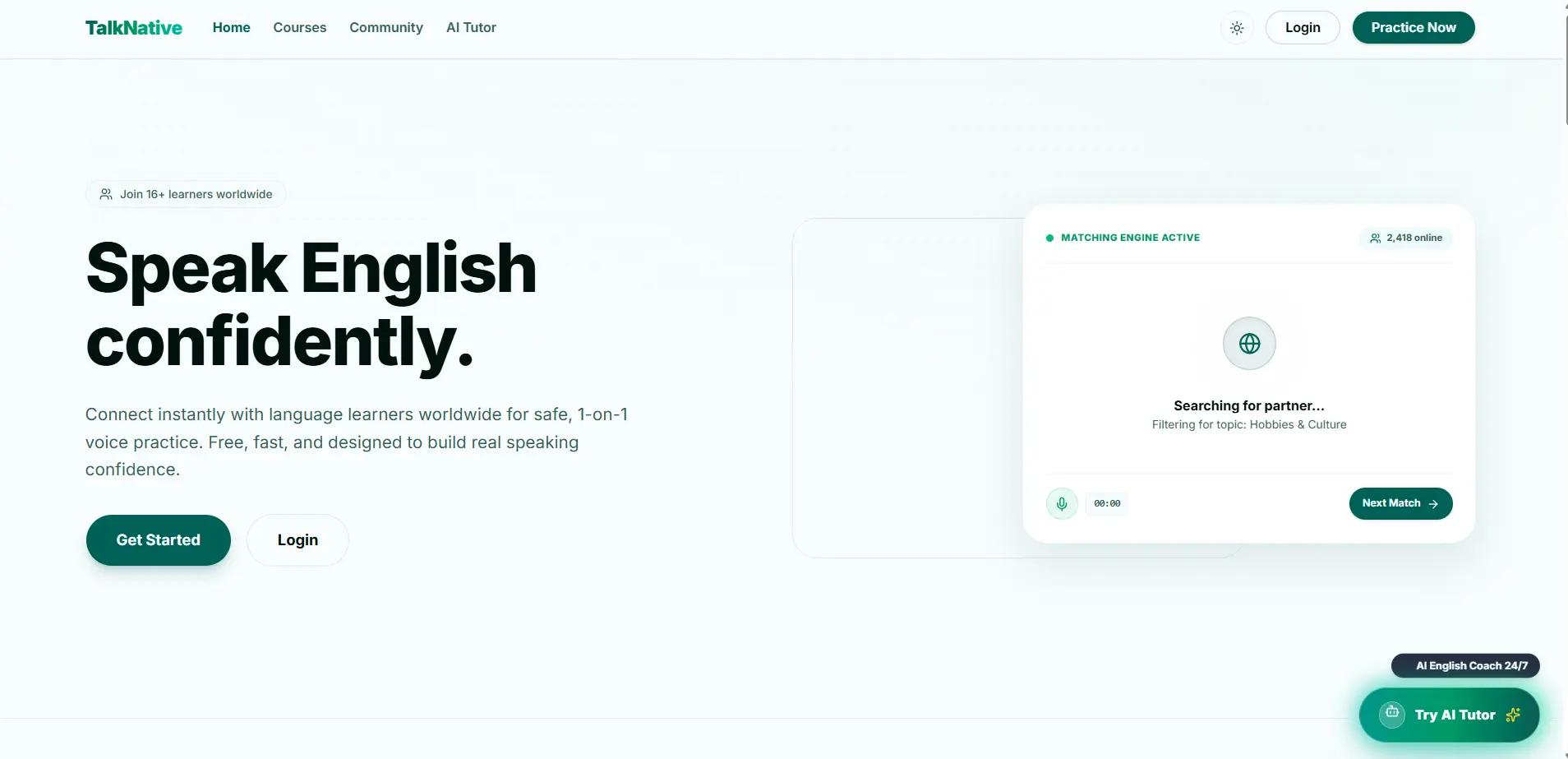 TalkNative – English Practice Platform — cover image